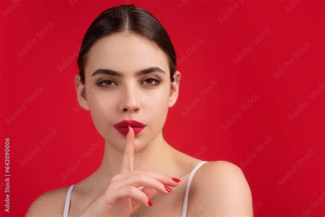 Say Secret Hush Be Quiet With Finger On Lips Shhh Gesture Isolated On