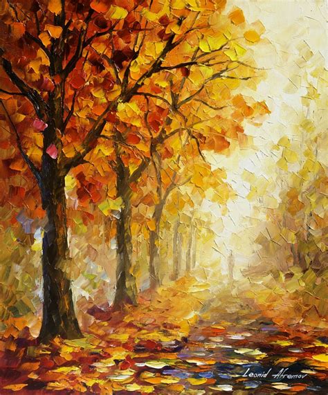 Symbols Of Autumn Original Oil Painting On Canvas By Leonid Afremov