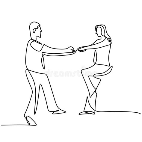 Continuous One Line Drawing Of Couple Dance Vector Man And Girl Doing