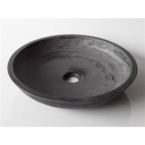 Eden Bath 17 In Concrete Shallow Round Vessel Sink In Charcoal Eb