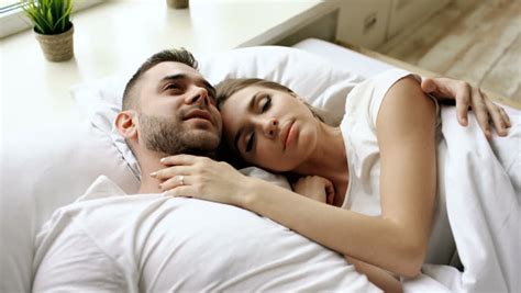 Happy Couple Sleeping Together On Bed At Home Stock Footage Video
