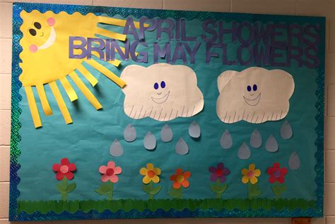 April Showers Bring May Flowers School Bulletin Board Spring
