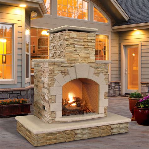 Calflame Natural Stone Propane Gas Outdoor Fireplace Ebay