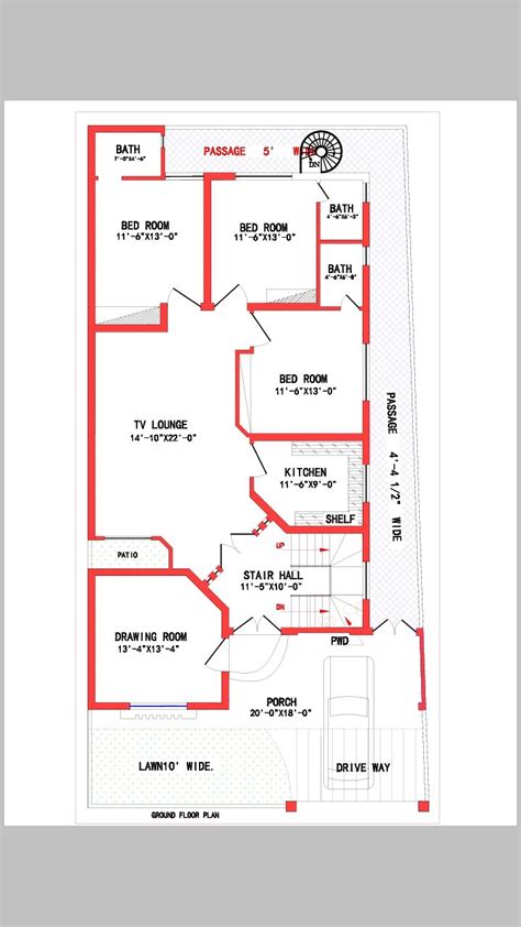 10 Marla House Map Patio Stairs House Map Bungalow Ho