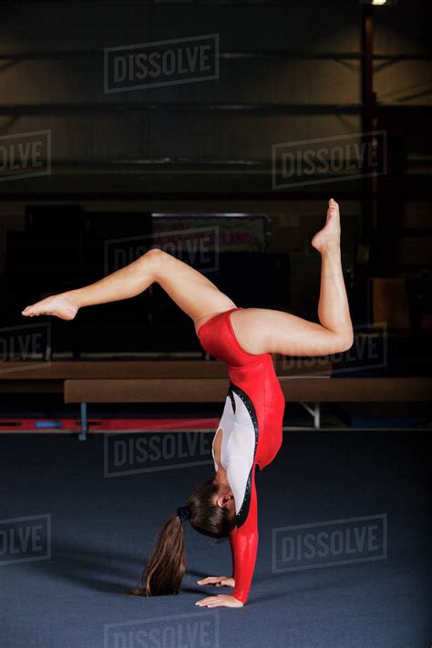 Gymnast Performing Handstand Stock Photo Dissolve