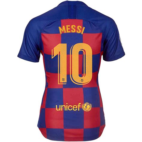 Largest selection of football kits online. 2019/20 Womens Nike Lionel Messi Barcelona Home Jersey ...