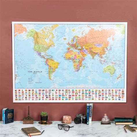 World Laminated Wall Map With Flags Wall Maps World Political Map Sexiezpix Web Porn