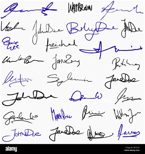 Collection Of Handwritten Signatures Personal Contract Fictitious