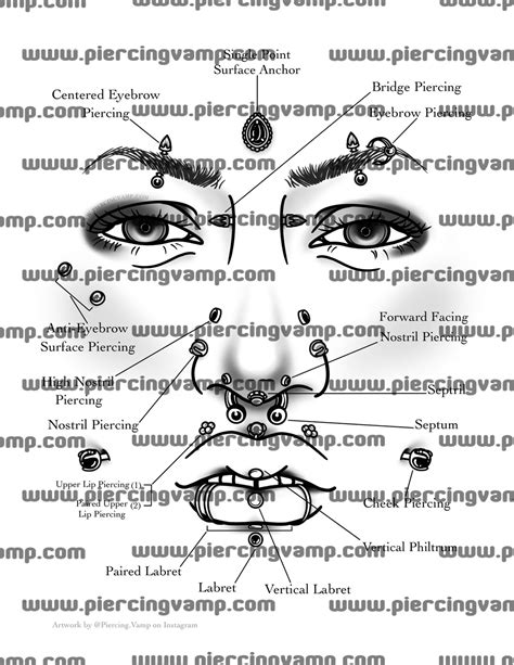 Face Piercing Chart Download Now Etsy