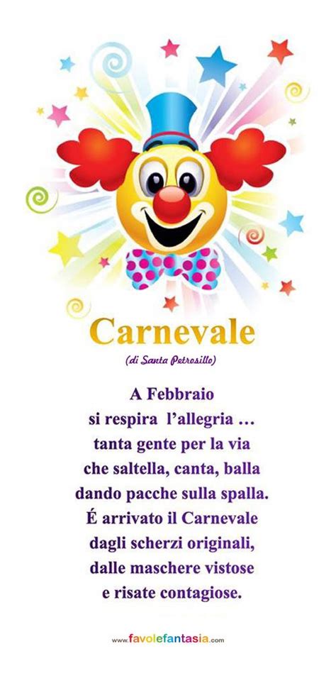 Poesie festa del papà per bambini della scuola dell'infanzia : Filastrocca carnevale | Carnevale, Feste di carnevale ...