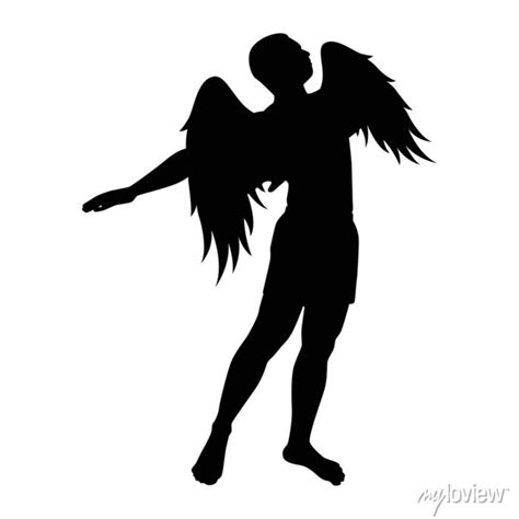 Male Angel Silhouette Vector Posters For The Wall • Posters