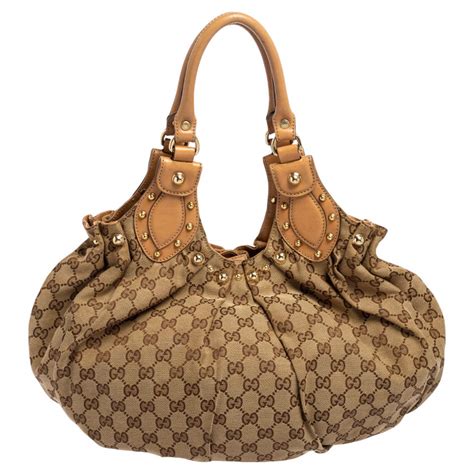 Gucci Tanbeige Gg Canvas And Leather Pelham Studded Hobo Gucci The
