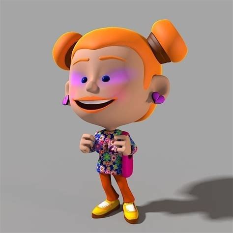Cartoon Character Funny Girl 3d Model Animated Rigged Max