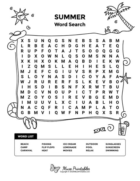 Summer Word Search Printable Pdf Printable World Holiday