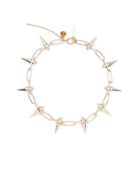 Justine Clenquet Jenna Spike Embellished Necklace In White Lyst