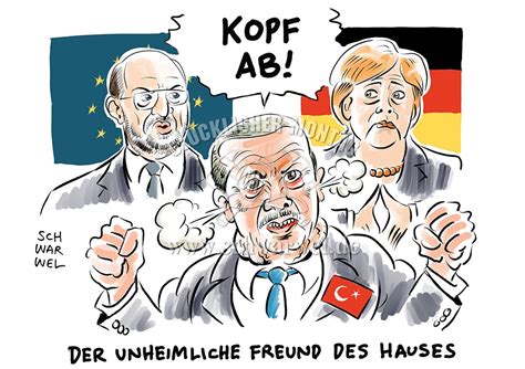 Merkel's coalition partner the social. - Schwarwel Karikatur
