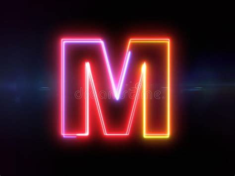 Letter M Colorful Glowing Outline Stock Illustration Lettering