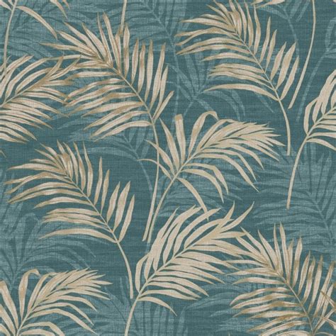 Grandeco Lounge Palm Teal Wallpaper From Wallpaper Co Online Uk