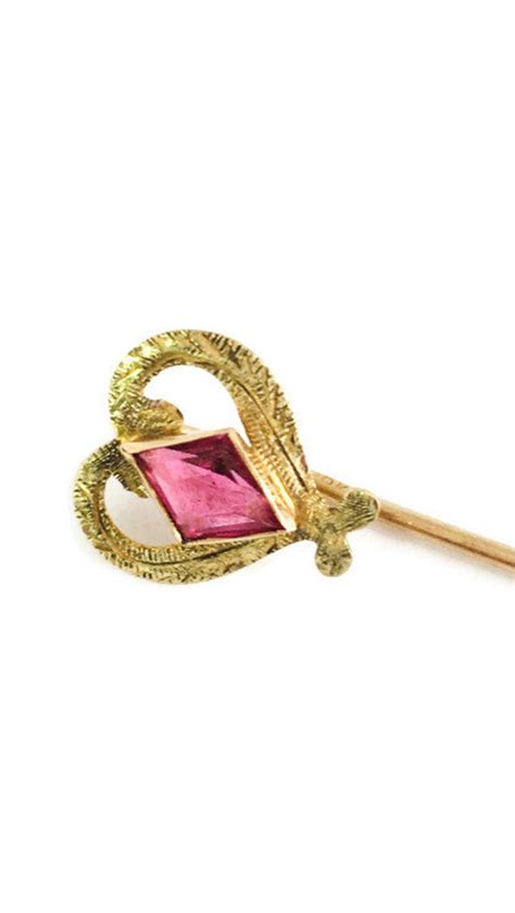 Antique Victorian 10k Gold Ruby Heart Stick Pin Lapel Pin Hat Etsy