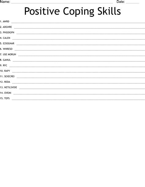 Coping Skills Word Scramble Printable