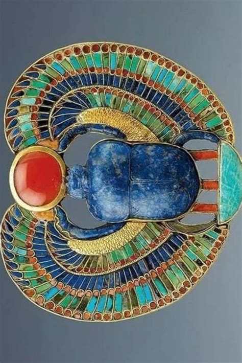 Pectoral Of Tutankhamun With The Winged Scarab Red Carnelian Set In