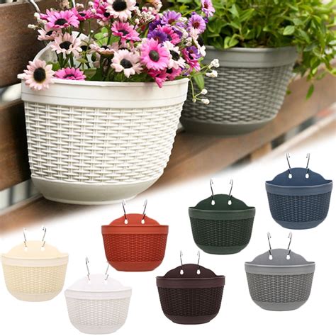 Leaqu Wall And Railing Hanging Planters Plastic Pots Indoor And