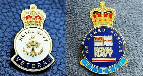 2 X Hm Royal Navy British Veteran Enamel Pin Lapel Badge Etsy