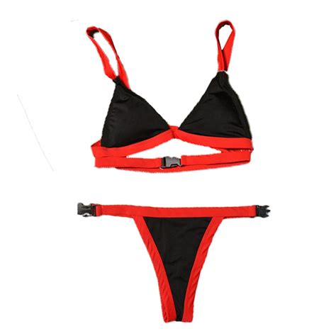 Vsue New Sexy Black White Bikinis Set Low Waist Swimwear Bikini Color Matching Swimsuits Bathing