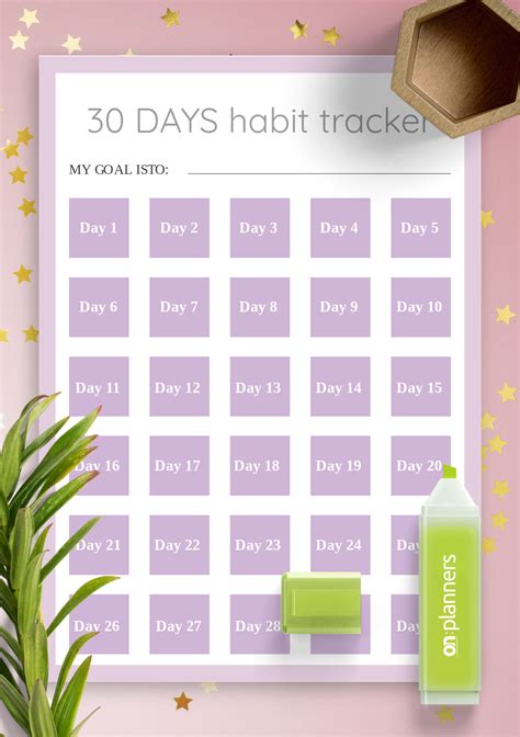 30 Days Habit Tracker Printable Daily Routine Checkli