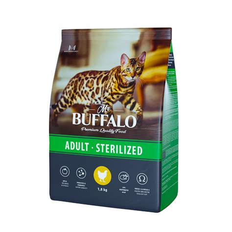Купить сухой корм для кошек Mrbuffalo Adult Sterilized курица 18кг