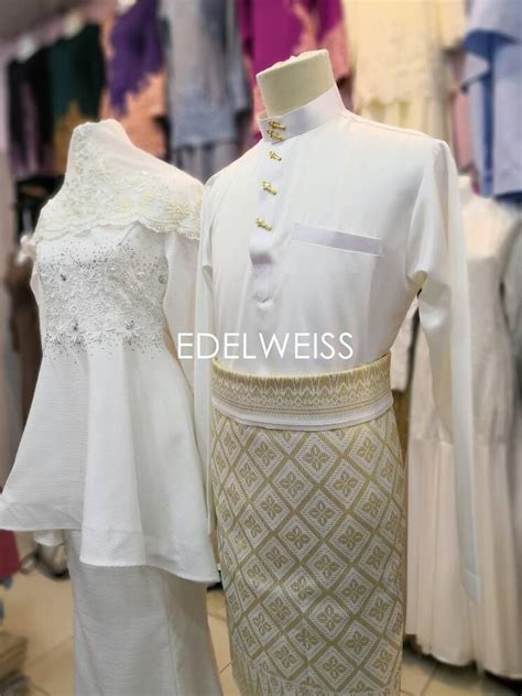 Baju pengantin nikah tunang monday, 4 march 2019. SET SEDONDON BAJU KURUNG PEPLUM DAN BAJU MELAYU Putih ...