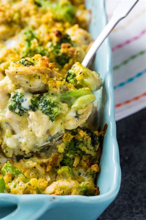 This cheesy chicken broccoli casserole is a simple, quick and delicious dinner filled with chicken. Cheesy Chicken and Broccoli Casserole - Spicy Southern Kitchen