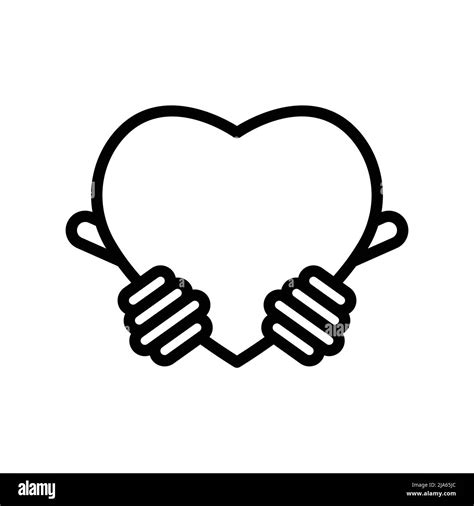 Heart Icon Vector With Hand Illustration Hands Holding Heart Love