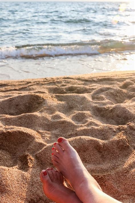 Closeup Of Womans Legs And Feet At The Beach Stock Photo Image Of Girl Outdoors