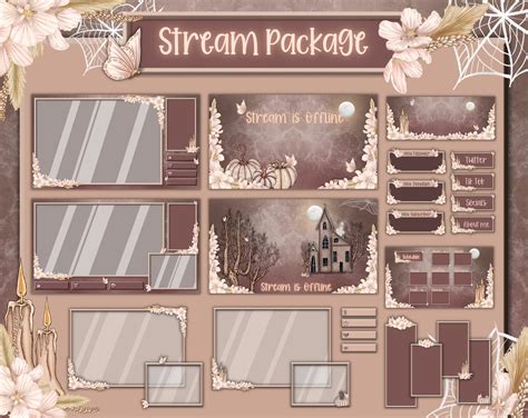 Horror Twitch Overlay Pack Cozy Boho Stream Package Fall Etsy