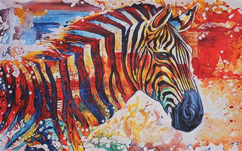 Buy Amazing Colorful Zebra Handmade Painting By Artoholic Codeart