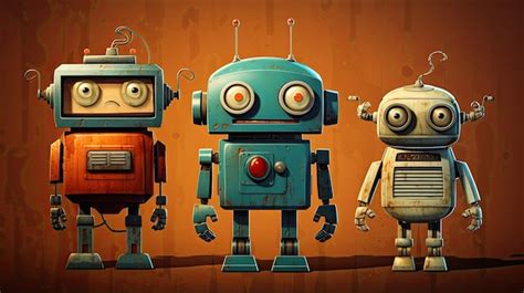 Premium Photo Group Of Three Robots Standing Together