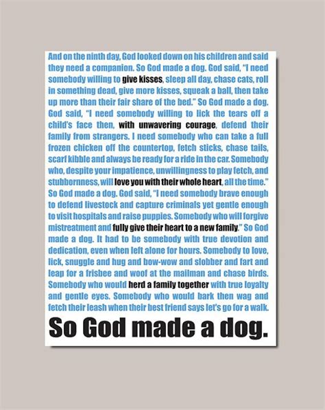 So God Made A Dog Quote Paul Harvey Parody 11 X 14 Inspiration Etsy