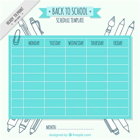 Cute School Schedule Template With Drawings Vector Free Download