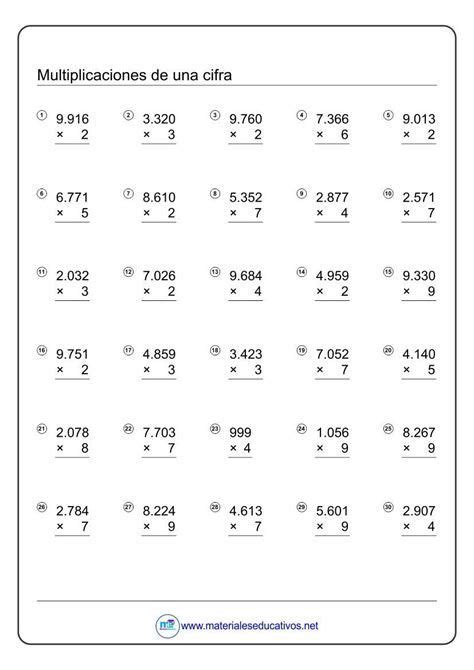 Cuaderno De Multiplicaciones Una Cifra Dos Cifras Tres Cifras B