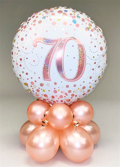 Rose Gold 70th Birthday Balloon Centrepiece