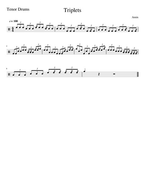 Resource library for subscribers music anchor charts, music classroom, teaching music. Triplets (Tenor Drums) Sheet music for Percussion | Download free in PDF or MIDI | Musescore.com