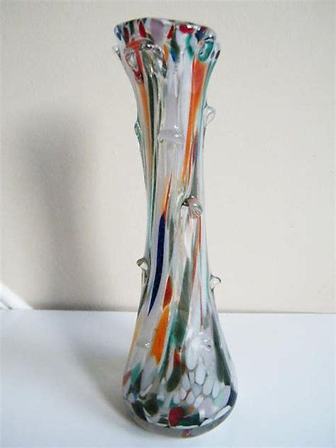 Swirl Art Glass Vase Vintage Murano Style Swirl Glass Vase Hand Blown Swirl Color Glass Vase