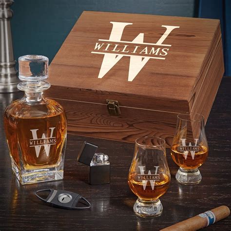 Oakmont Personalized Glencairn Whiskey T Set 6pc Wood Boxed