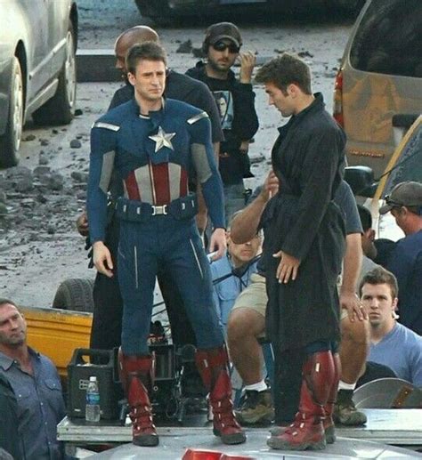 Chris And His Stunt Double On Avengers Set Chris Evans Captain
