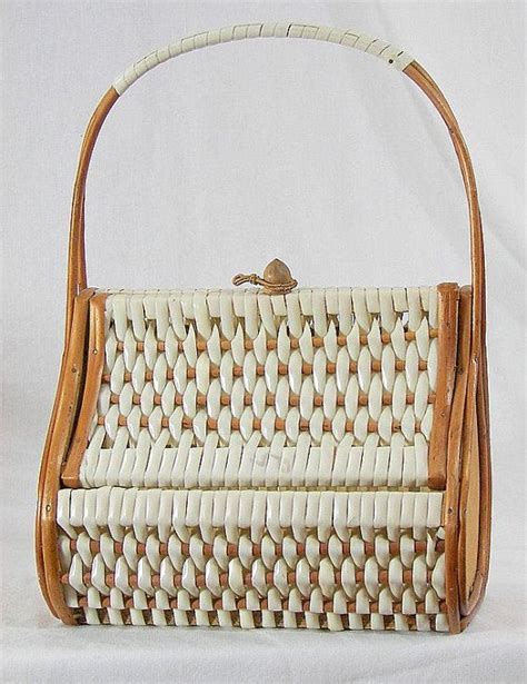 Vintage Handbags Retro 1960s Woven Plastic And Reed By Mrspsbrain