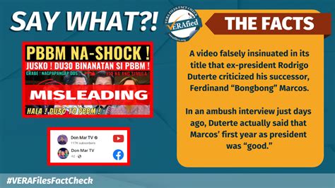 Vera Files Fact Check Video Title That Says Duterte Criticized Marcos Misleading Vera Files