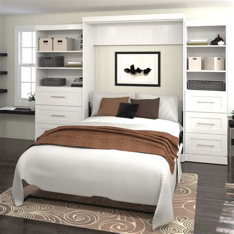 Bestar Pur Murphy Wall Bed With Two 3 Drawer Attached Storage Units
