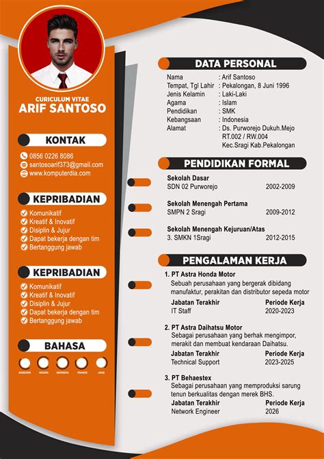 Contoh Cv Lamaran Kerja Yang Baik Dan Kreatif Design Images The Best