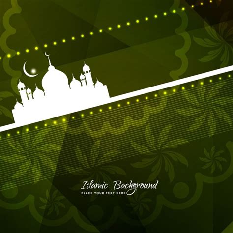 Free Vector Green Color Ramadan Background With Floral Detail